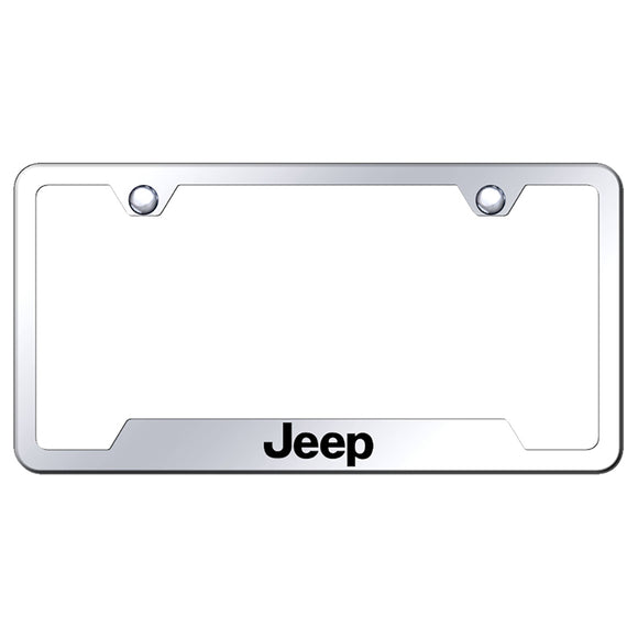 Jeep License Plate Frame - Laser Etched Cut-Out Frame - Stainless Steel (GF.JEE.EC)