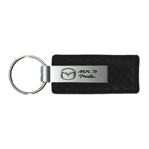 Mazda Miata MX-5 Keychain & Keyring - Carbon Fiber Texture Leather (KC1550.MIA)