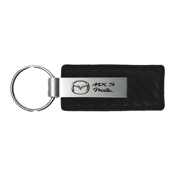 Mazda Miata MX-5 Keychain & Keyring - Carbon Fiber Texture Leather (KC1550.MIA)