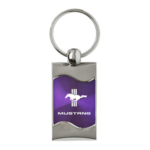 Ford Mustang Tri-Bar Keychain & Keyring - Purple Wave (KC3075.MUSTB.PUR)