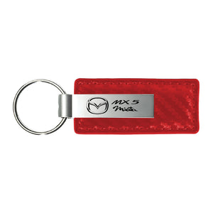 Mazda Miata MX-5 Keychain & Keyring - Red Carbon Fiber Texture Leather (KC1552.MIA)