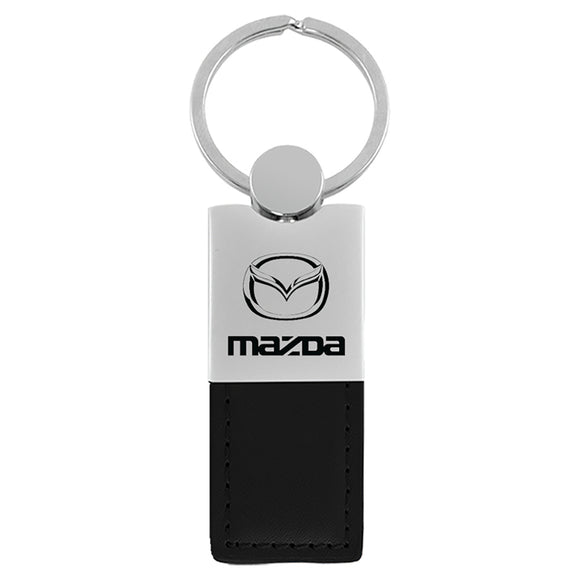 Mazda Keychain & Keyring - Duo Premium Black Leather (KC1740.MAZ.BLK)
