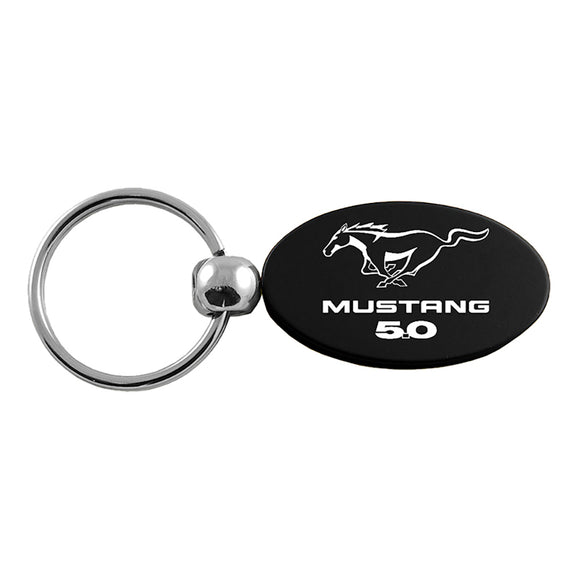 Ford Mustang 5.0 Keychain & Keyring - Black Oval (KC1340.MUS50.BLK)