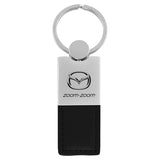 Mazda Zoom Zoom Keychain & Keyring - Duo Premium Black Leather (KC1740.ZOO.BLK)