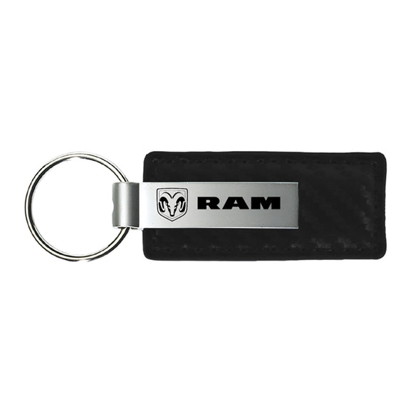 Dodge Ram Keychain & Keyring - Carbon Fiber Texture Leather (KC1550.RAM)