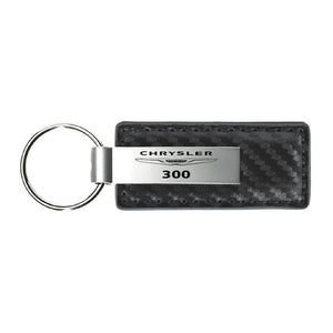 Chrysler 300 Keychain & Keyring - Gun Metal Carbon Fiber Texture Leather (KC1559.300)