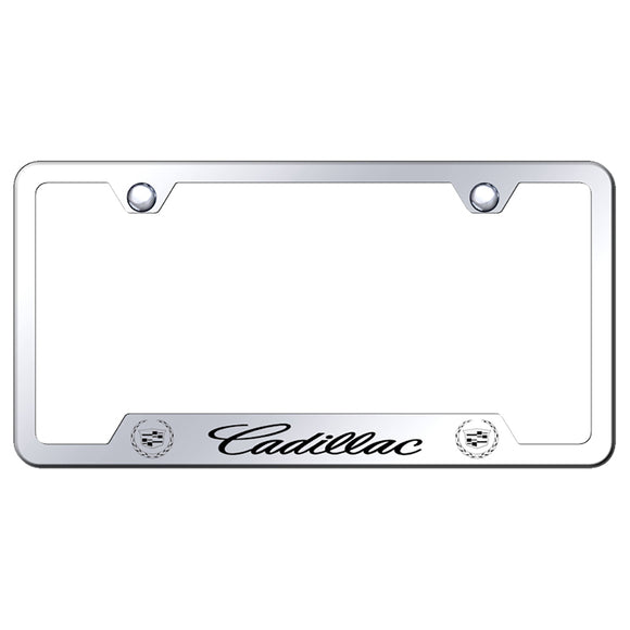Cadillac License Plate Frame - Laser Etched Cut-Out Frame - Stainless Steel (GF.CAD.EC)