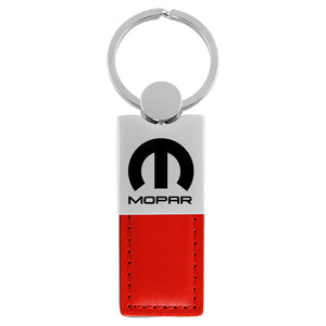 Mopar Keychain & Keyring - Duo Premium Red Leather (KC1740.MOP.RED)