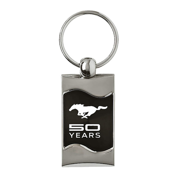 Ford Mustang 50 Years Keychain & Keyring - Black Wave (KC3075.MUS5Y.BLK)
