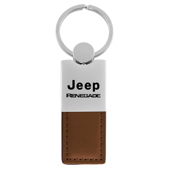 Jeep Renegade Keychain & Keyring - Duo Premium Brown Leather (KC1740.RENE.BRN)