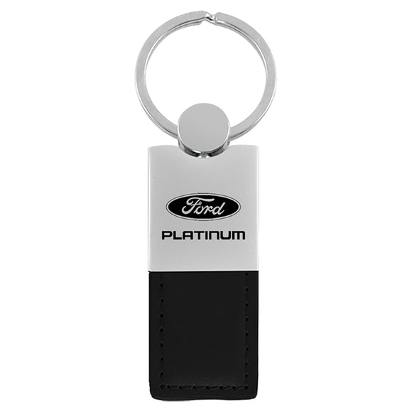 Ford Platinum Keychain & Keyring - Duo Premium Black Leather (KC1740.PLT.BLK)